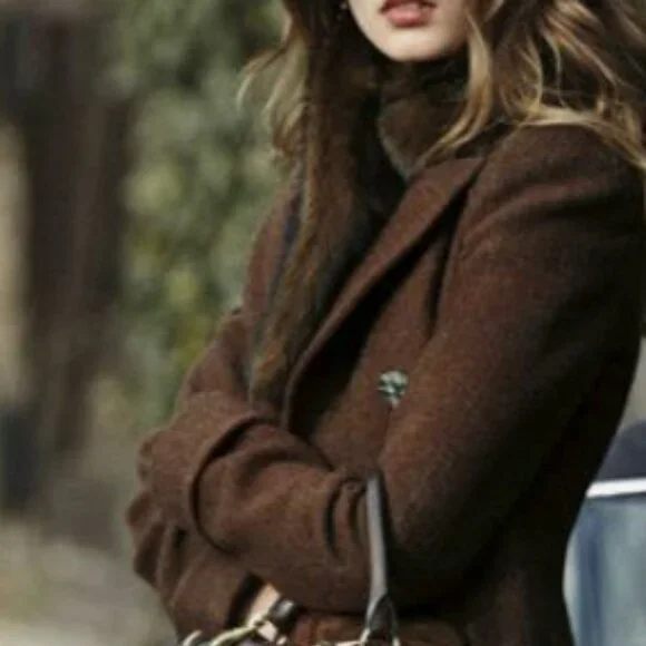 NWT Premium Quality Wool Blend Trendy Brown Open Coat With Oversized Pockets - Picture 3 of 13